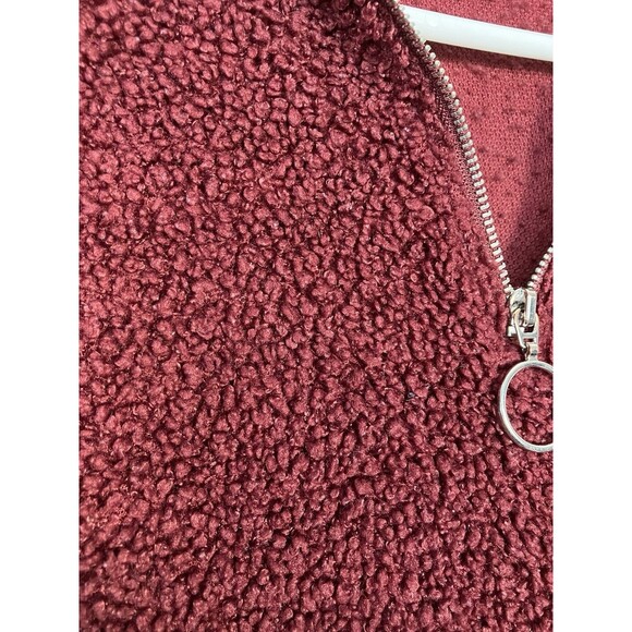 SO Womens Sherpa 1/4 Zip Sweater Burgundy Size Small - Picture 6 of 8
